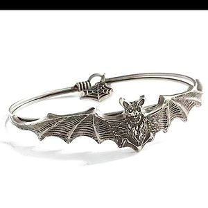 Bat bangle Bracelet cuff adjustable jewelry silver Halloween Goth baby Woman